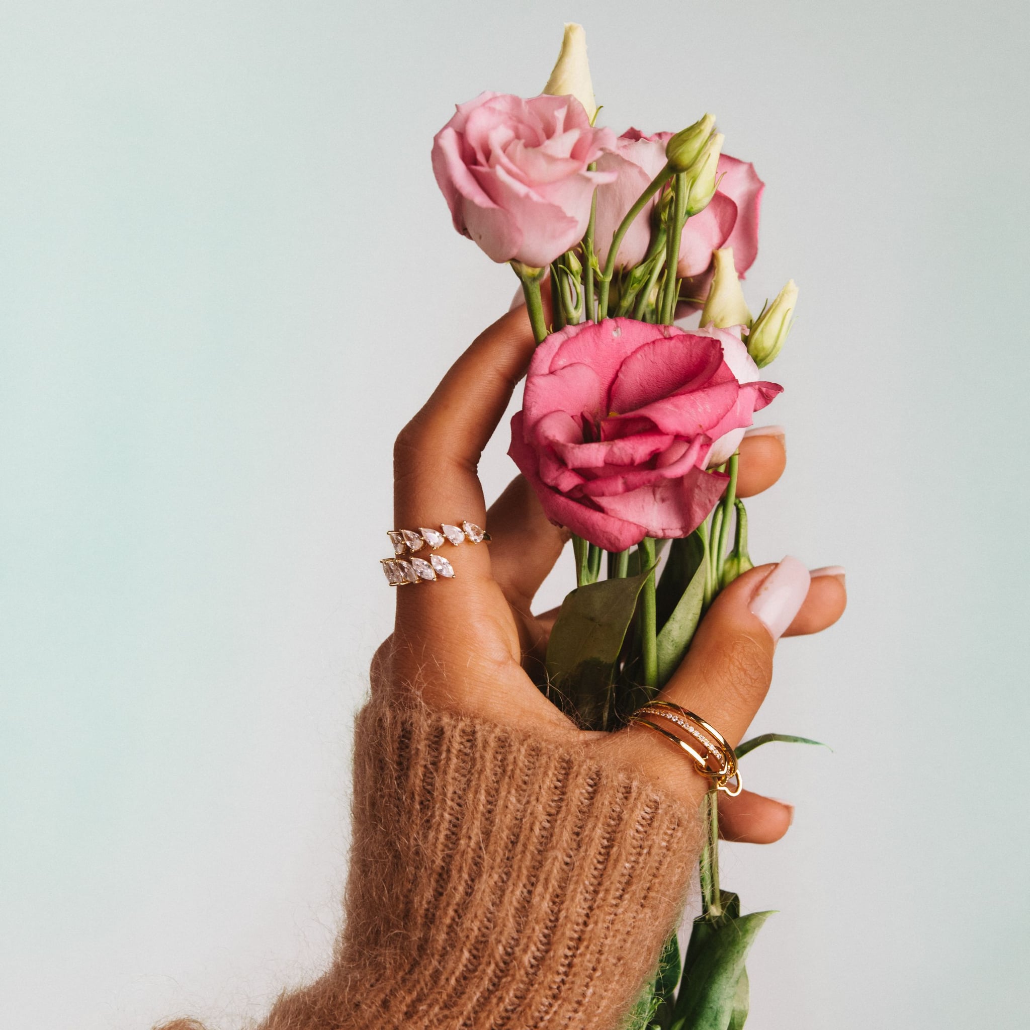 Chrissy marquise flower ring in 18k gold-plated sterling silver with marquise-cut cubic zirconia set like petals, view 3 of 6